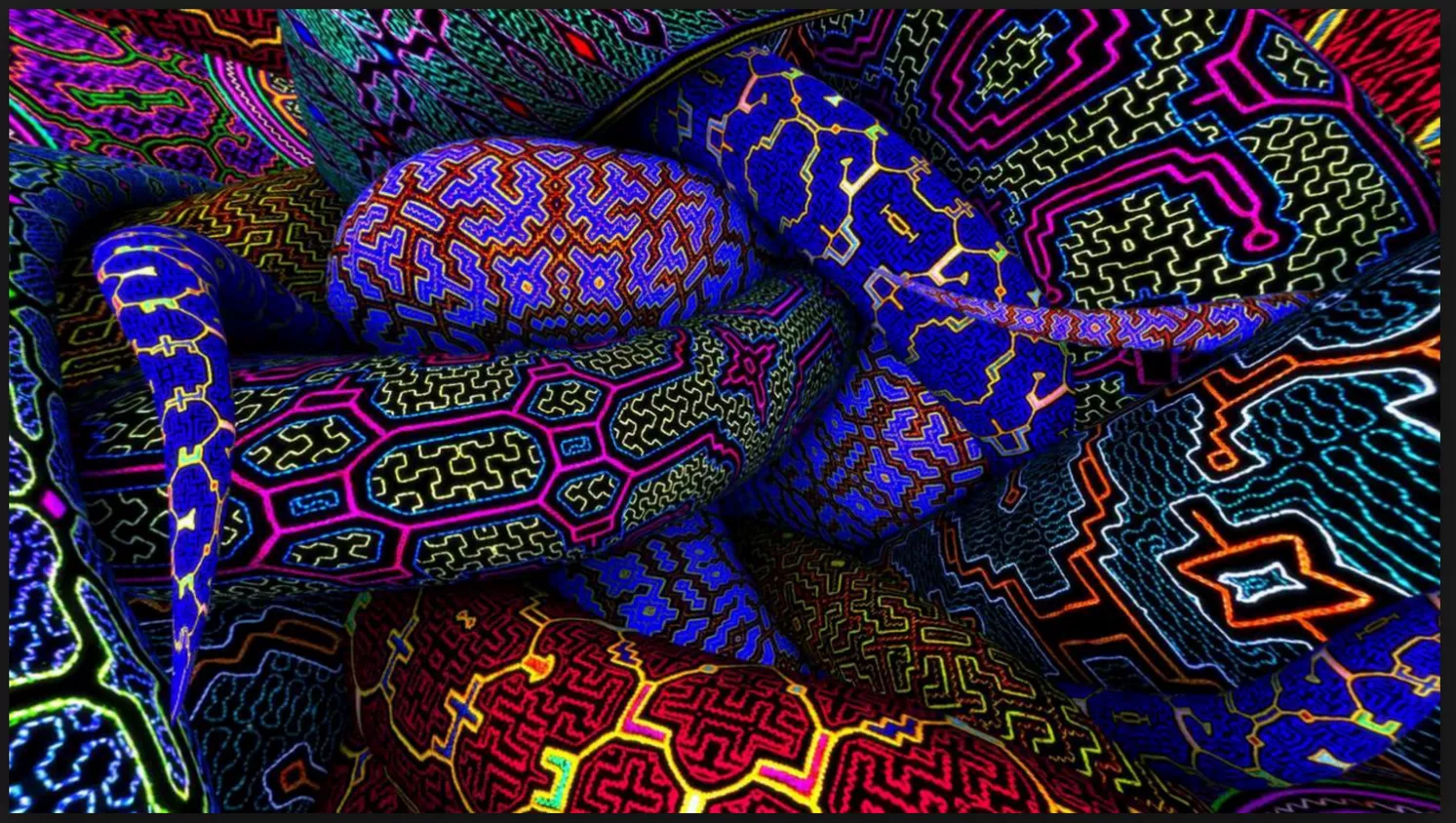 vivid beautiful abstract mandala pattern background with blue orange pink colors